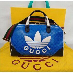 GUCCI adidas Duffle Bag Blue collaboration between Boston travel sports